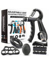 Grip Strength Trainer Kit with Counter 5-in-1 – Adjustable Hand Grip Strengthener, Finger Exerciser, Grip Ring, Stress Ball & Carry Bag