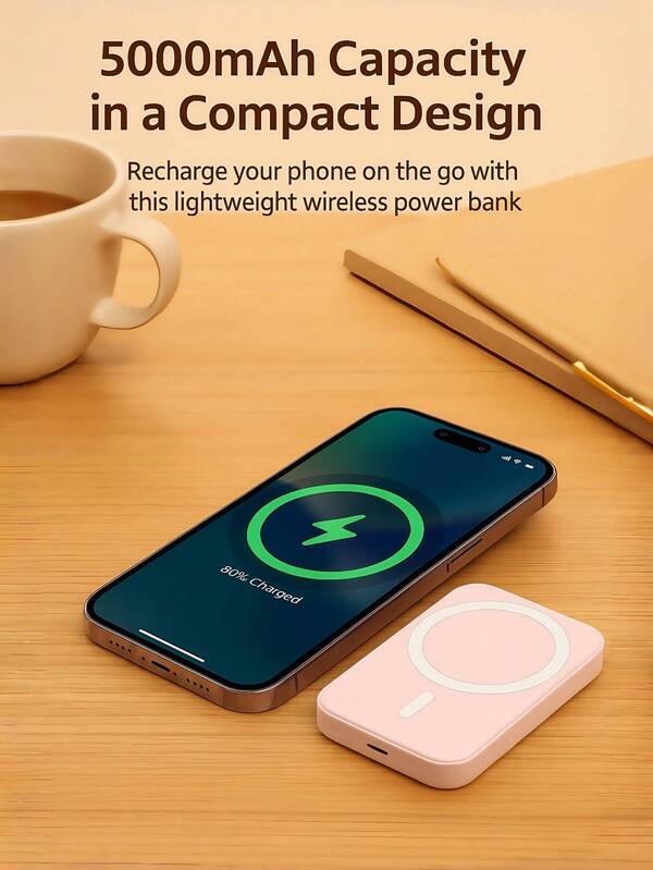 Multicolor Magnetic Power Bank – Ultra-Thin 5000mAh, 15W Fast Wireless Charging, MagSafe Compatible