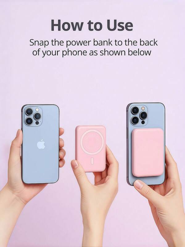 Multicolor Magnetic Power Bank – Ultra-Thin 5000mAh, 15W Fast Wireless Charging, MagSafe Compatible