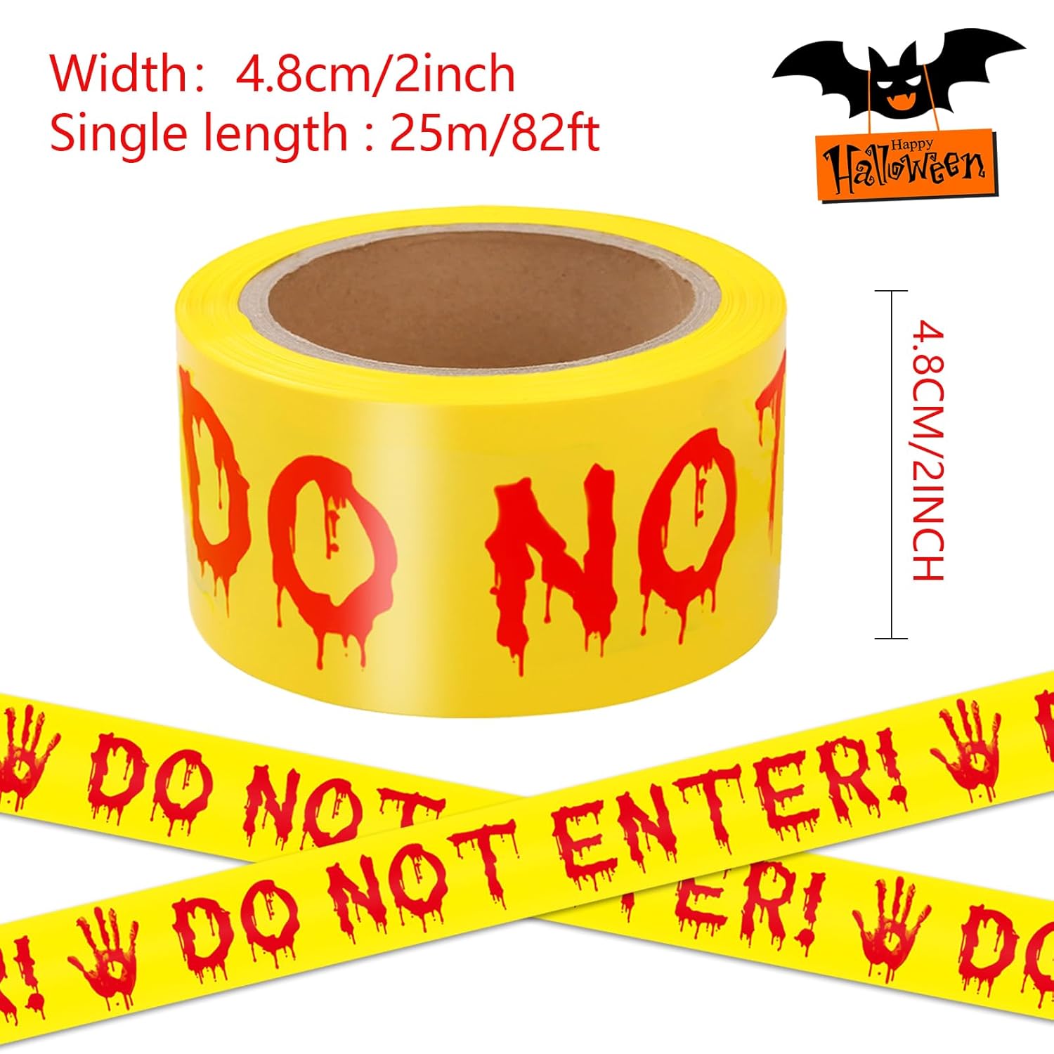 Halloween Decoration Combo Pack – Caution Tape (25m) + Inflatable Pumpkin (35cm)
