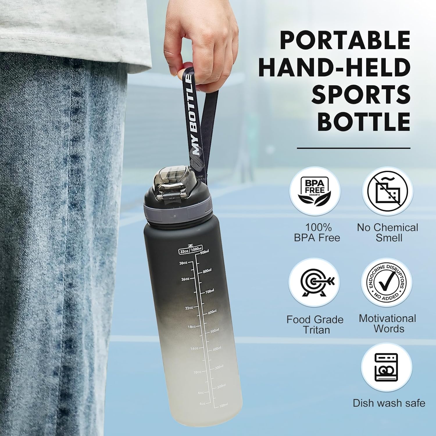 "SEASEVEN 1L Sports Water Bottle + Disney 600ml Kids Bottle | Leak-Proof, BPA-Free, Straw Design – Perfect for Gym, School, Office & Outdoor"