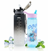 "SEASEVEN 1L Sports Water Bottle + Disney 600ml Kids Bottle | Leak-Proof, BPA-Free, Straw Design – Perfect for Gym, School, Office & Outdoor"