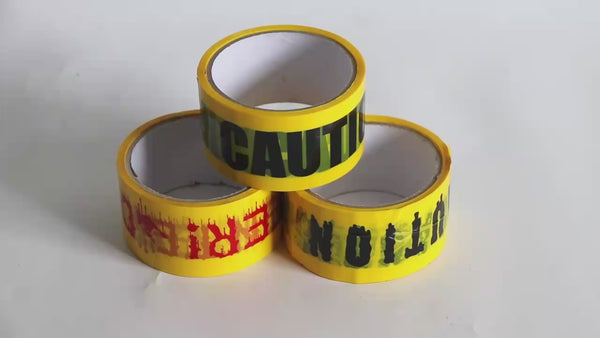 Halloween Decoration Combo Pack – Caution Tape (25m) + Inflatable Pumpkin (35cm)